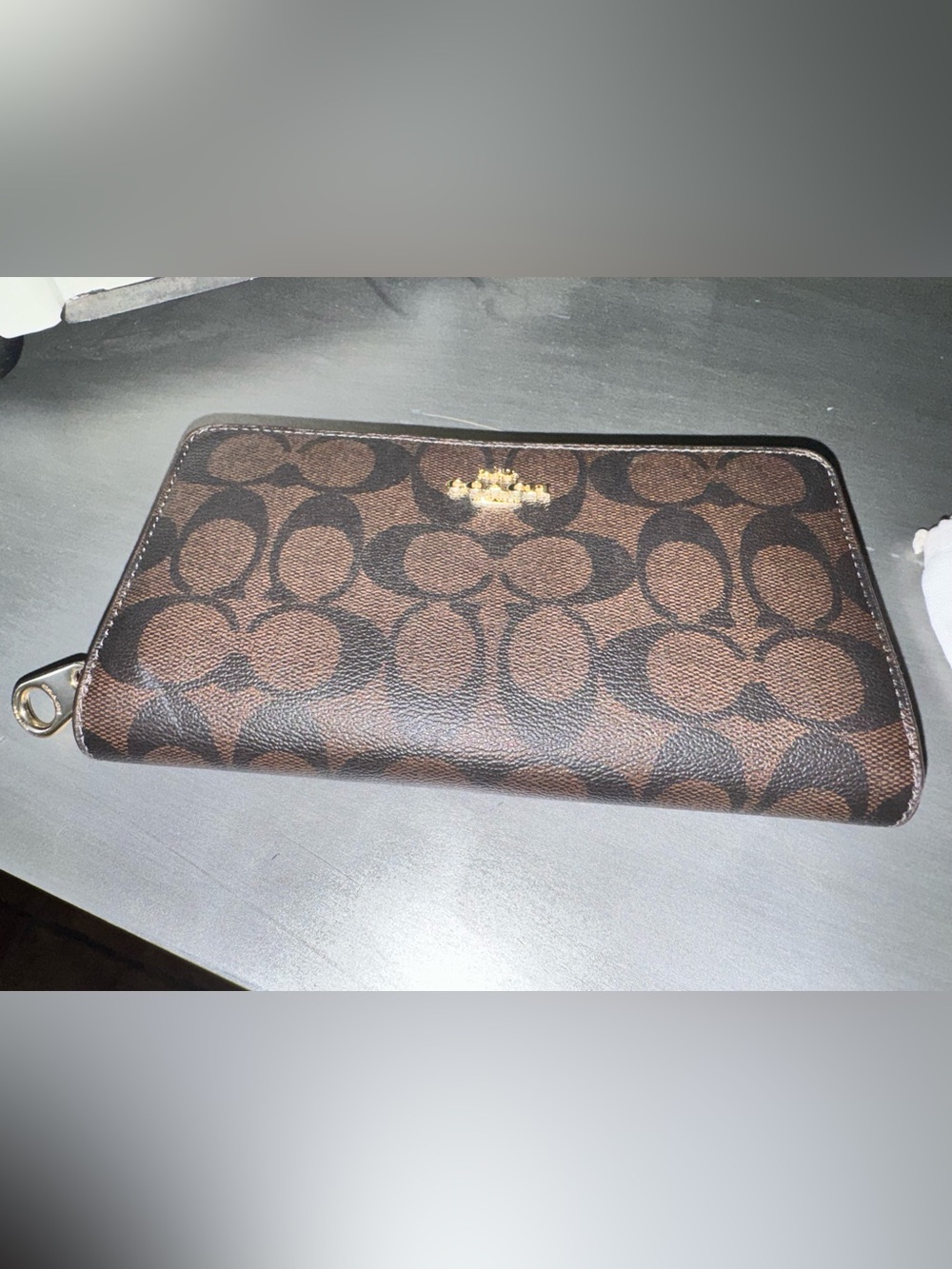 Coach Long Zip Around Leather Wallet In Sig Canvas (Brown / Dark Magenta) - EUC - Picture 11 of 13